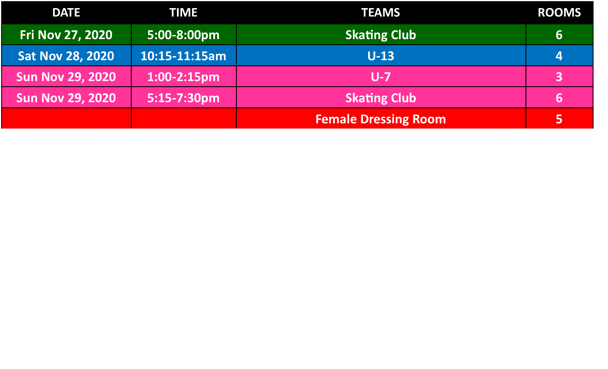 Game Schedule